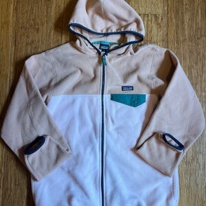 Patagonia Kids Tan and Pink Micro Snap Fleece Hoodie